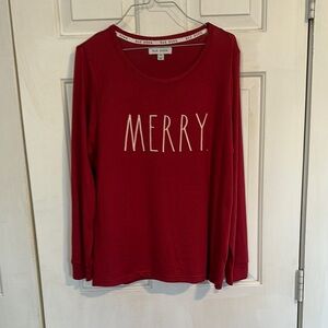 Rae Dunn Merry red top size large